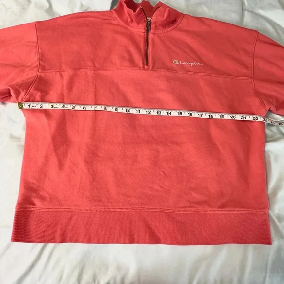 NWOT. Women’s Champion 1/4 Zip Salmon/pink Pullover Sweatshirt. Logo. Large. - Picture 5 of 10